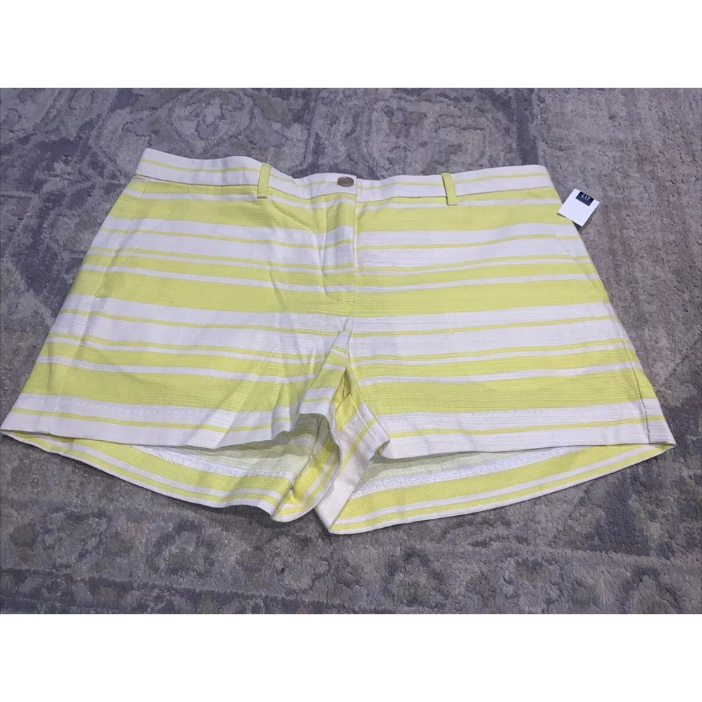 New Gap size 12 womens‎ cotton shorts Yellow White striped